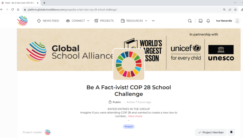 Global School Alliance Be A Fact-ivist! COP 28 School Challenge
